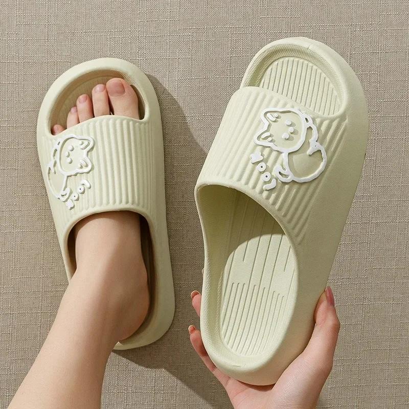 Fashion Women Soft Sole House Slippers 2024 Summer Beach Thick Platform Slipper Sandals Women Korean Eva Slippers Couple Home Flip Flop