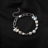 Urban Hip Hop Pearl & Crystal Reflective Stainless Steel Necklace - Titanium Clavicle Chain for Couples