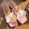 Designertofflor för damer Mode Blommig Dekoration Högklackade Tofflor Sommar Eleganta Högklackade Sandaler för Damer Sandalias Mujer