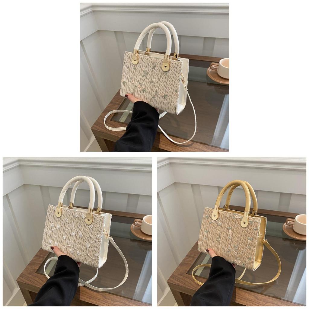 Straw Handheld Small Square Bag For Daily Casual Wear Street Style