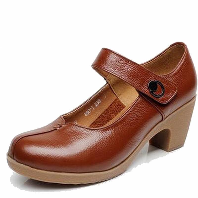 Fashion GKTINOO Spring Autumn Shoes Woman 2025 Genuine Leather Women Pumps Lady Leather Round Toe Platform Shallow Mouth Shoe Size 32-42