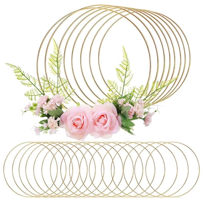 12" Metal Flower Hoop for Dream Catchers DIY Craft Wall Decor Wreath Rings Wreath Hoop for Wedding Party Decoration
