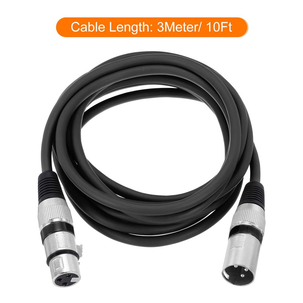 uxcell XLR Female to XLR Male Cable, 10ft XLR to XLR Microphone Cable, Audio Adapter Cord for PreampSpeaker System, Black