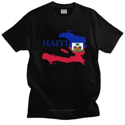 Cool Men's Haiti Map Flag T Shirt Short Sleeves Round-neck Cotton Tshirt Summer Tees Plus Size Apparel Casua Fashion T-shirt