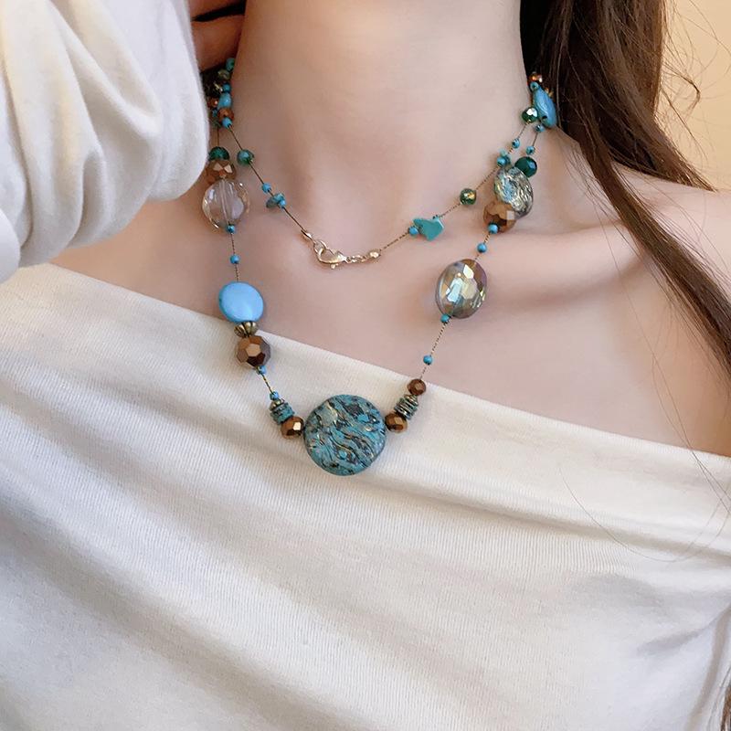 Women's Ethnic Layered Beaded Necklace, Niche Design, High-End Fashion Jewelry