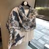 High-End Shawl Silk Scarf Women'S Bali Yarn Silk Scarf Korean Plain Leaf Print Scarf Cape Versatile Cape Cape
