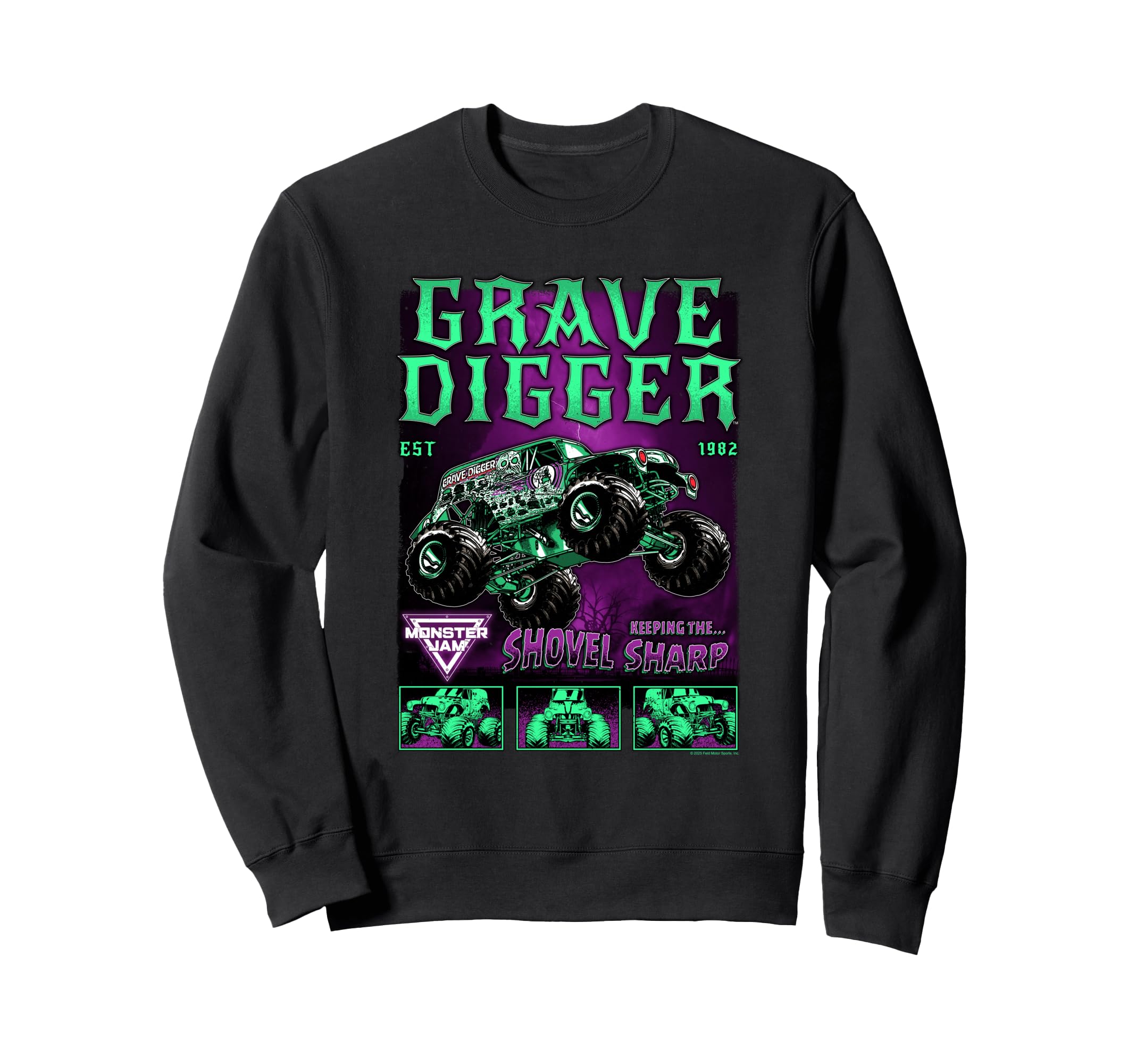 

Monster Jam Grave Digger Green and Purple Collage Sweatshirt