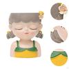 Cartoon Girl Planter Decorative Plant Pot Home Decoration Desktop Flowerpot Small Resin Flower