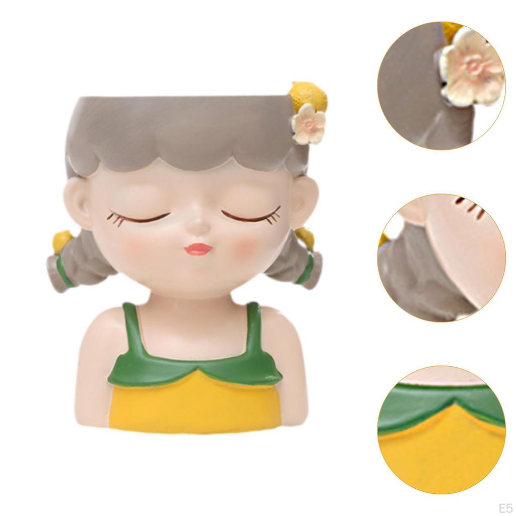 Cartoon Girl Planter Decorative Plant Pot Home Decoration Desktop Flowerpot Small Resin Flower