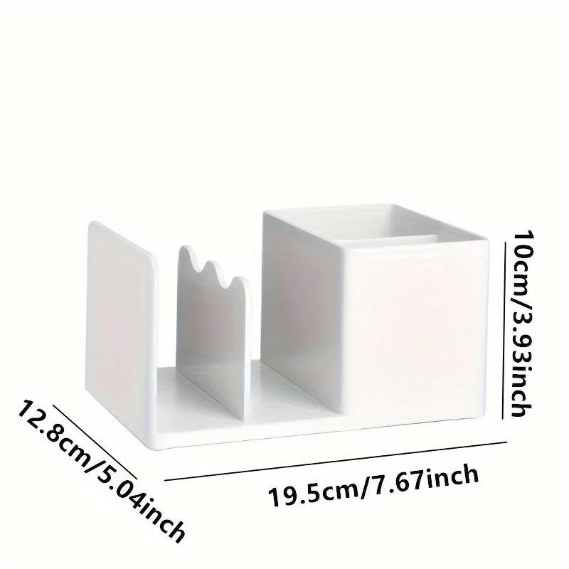 1pc Polishing desktop storage box - spacious folder storage and sorting rack with tension installation - perfect for offices белый