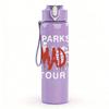1PC Mad Yellow Block Text Print 750ml Colorful Plastic Sports Water Bottle Leakproof Pop Up Lid with Straw for Outdoor Work Home Use
