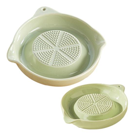 

2Pcs Ceramic Grater Plate Set Ceramic Ginger Garlic Grater Plates with Olecranon Diversion Port