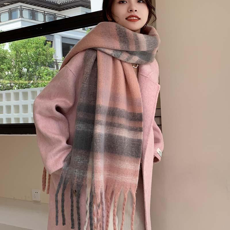 Winter High-end Warm Scarf Women's Winter Thickened Color Scarf Scarf Fashion Outer Shawl