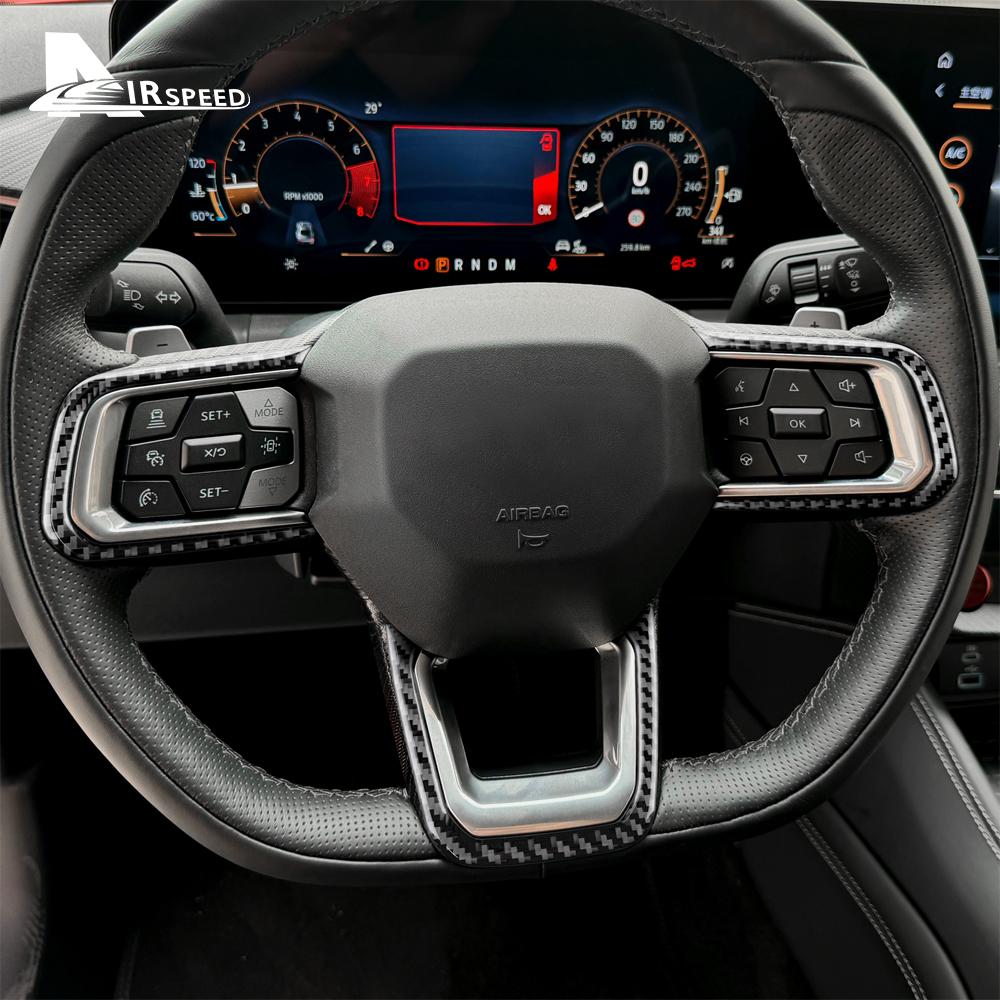 Real Soft Carbon Fiber Sticker For Ford Mustang GT 2024 2025 LHD RHD Car Steering Wheel Button Frame Interior Trim Accessories