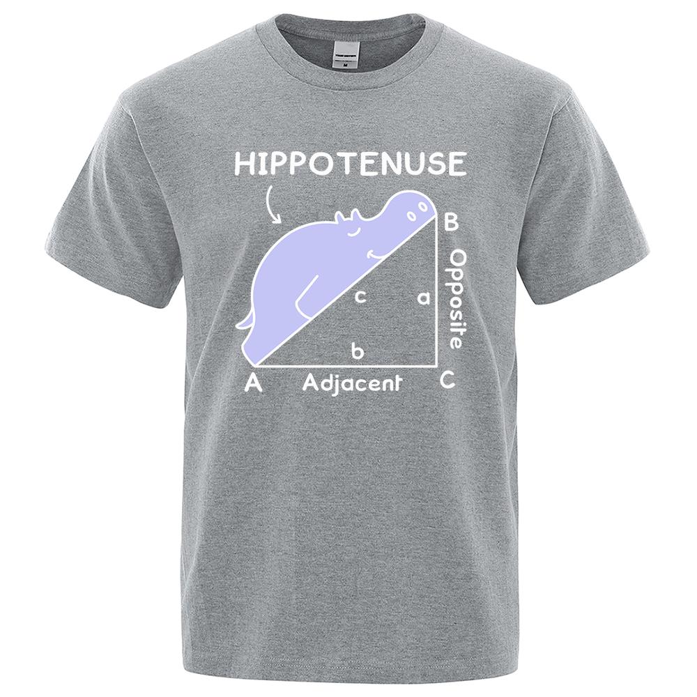 Hippo Sleeping On Math Problem Print Man Tshirts Summer Tshirt Breathable O-Neck Short Sleeve Harajuku Loose Tshirt Cotton Tops