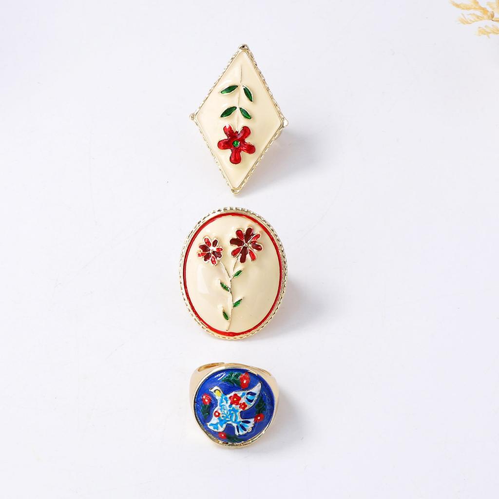 Fashion Metal Embossed Flower Geometric Rings ZAA New Luxury Vintage Rings Women Court Party Jewelry Accessories