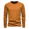 Solid Color Cotton T Shirt Men Casual O-neck Long Sleeved Mens Tshirts New Autumn High Quality Colorful T-shirt For Men