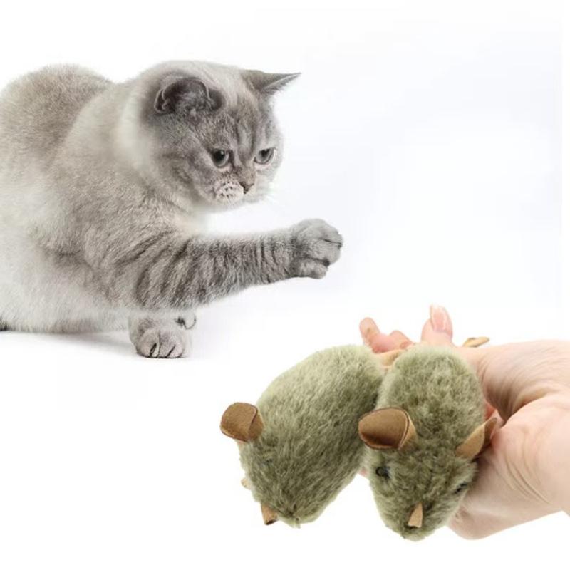 Cat Chew Plush Mouse Toy Interactive Squeaky Imitation Mouse Bite Resistant Kitten Toy Teeth Cleaning Cat Toy Accessories