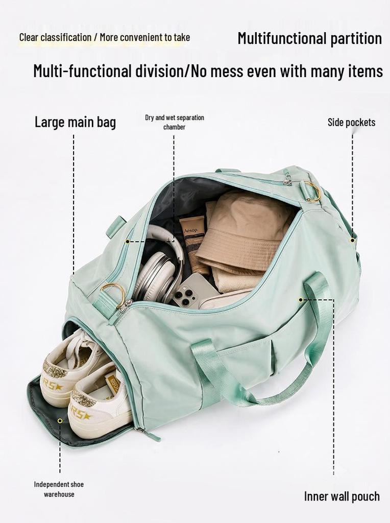 Large-Capacity Travel and Gym Bag with Wet/Dry Separation for Casual Use