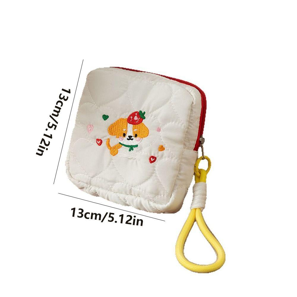 Large Capacity Embroidery Dog Cosmetic Bag Ins Style Coin Purse Cute Square Cosmetic Pouch  Outdoor
