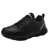 Spring and Autumn New Black Leather Waterproof Round Head Sports Shoes, Lightweight Soft-soled Flat-heeled Casual Shoes, Non-slip Single Shoes