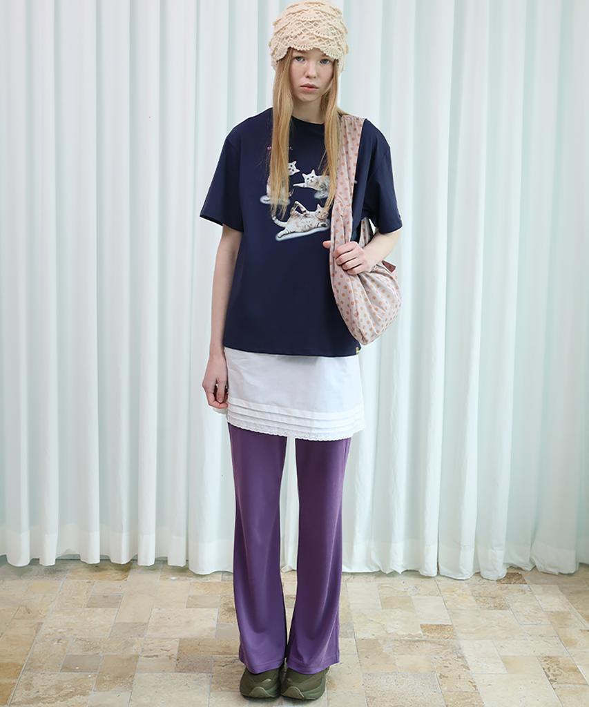 POEV Relaxed-Fit Layered Skirt Pants - Purple