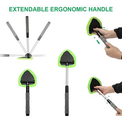 Windshield Cleaner with 2 Microfiber Pads Windshield Cleaning Tool Extendable Handle Windshield Washer Brush for Car & Home Use