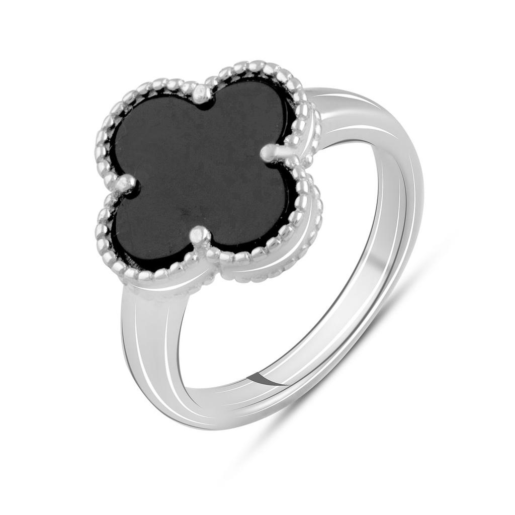Silberring mit natürlichem Onyx, Gewicht des Artikels 3,06 g (2098911)