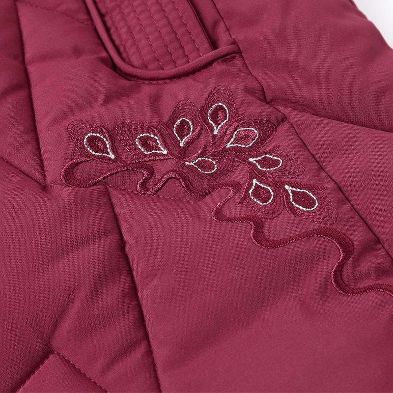 Plus Size Middle Age Women Winter Coats Hooded Elegant Thick Warm Embroidery Parkas Female Jackets