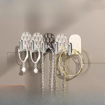 Row Mini Sticky Hook Non-drilling Storage Rack Jewelry Display RackHanging Rack Wall-mounted Necklace Rack