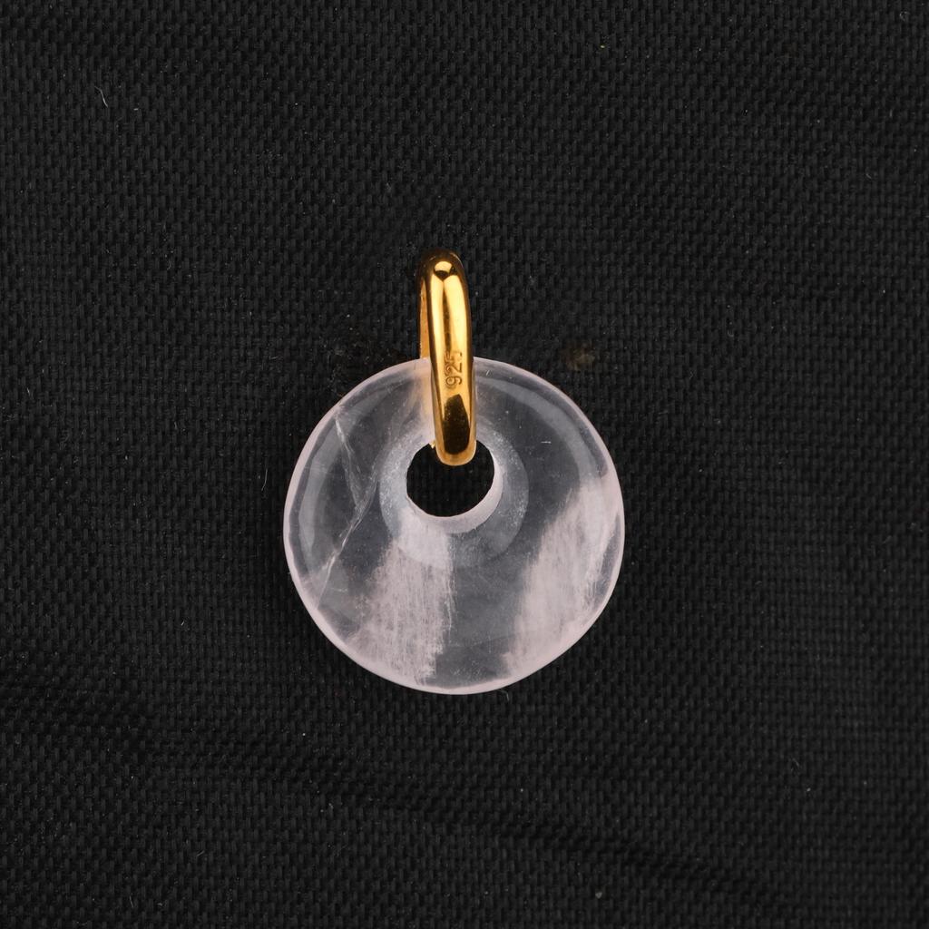 Rose Quartz Donut Pendant 925 Sterling Silver Gold Plated Rhodium Minimal Fine Jewelry Gift for Her