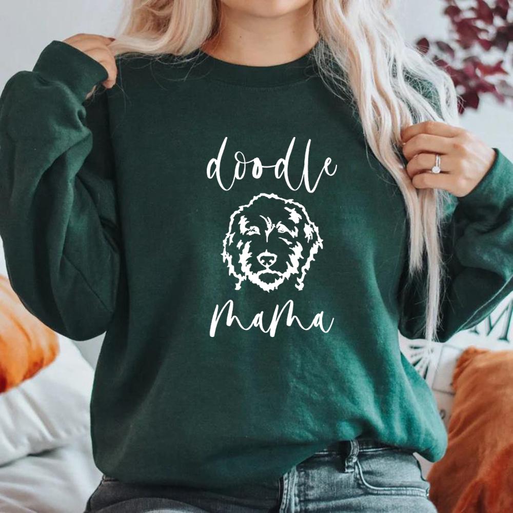 Golden Doodle Mama Sweatshirt Doodle Mom Crewneck Sweatshirts Women Graphic Hoodies Long Sleeve Pullovers Dog Lover Gift