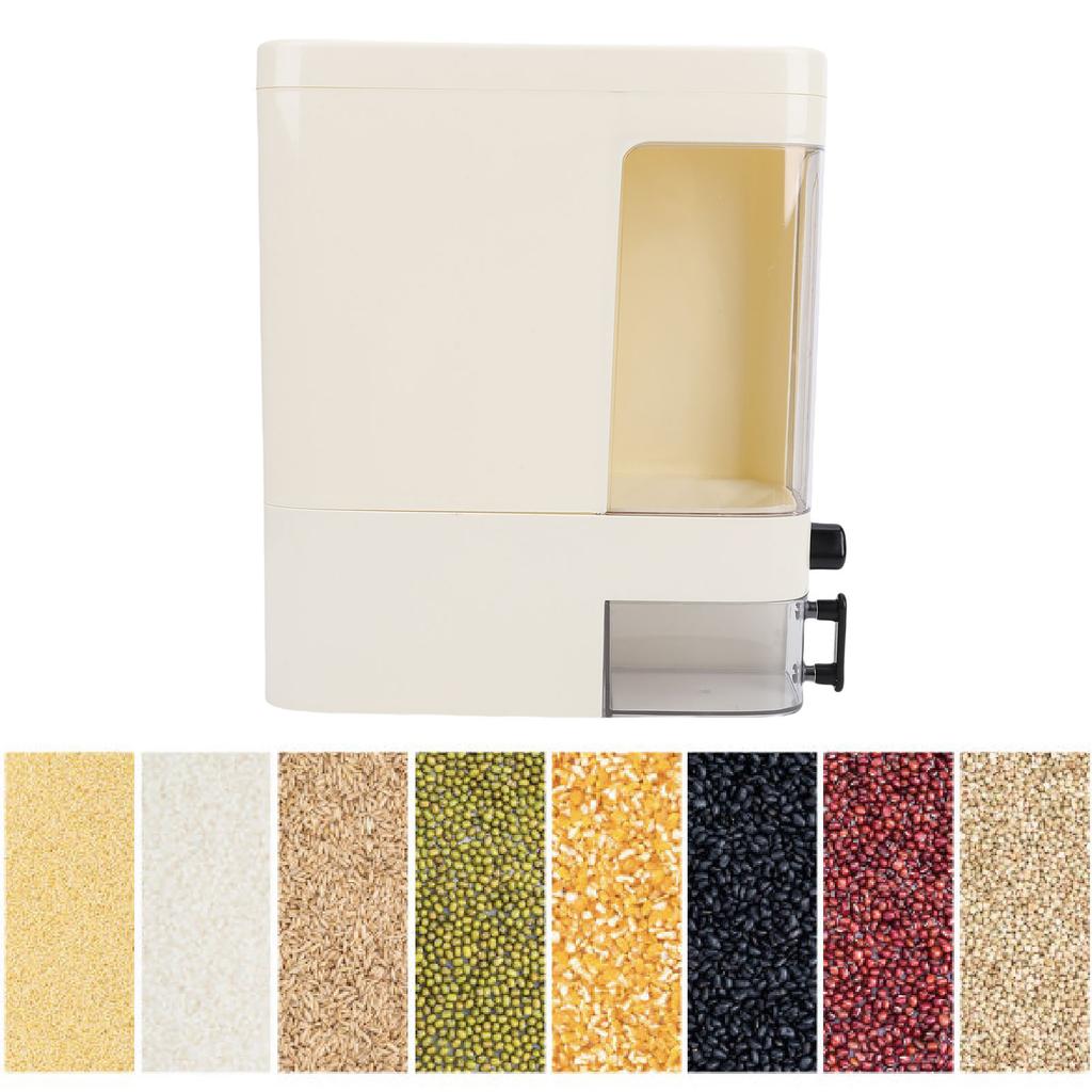 Rice Dispenser Press Type Humidity Proof Slim Rice Storage Container with Cup for Cereal Grain
