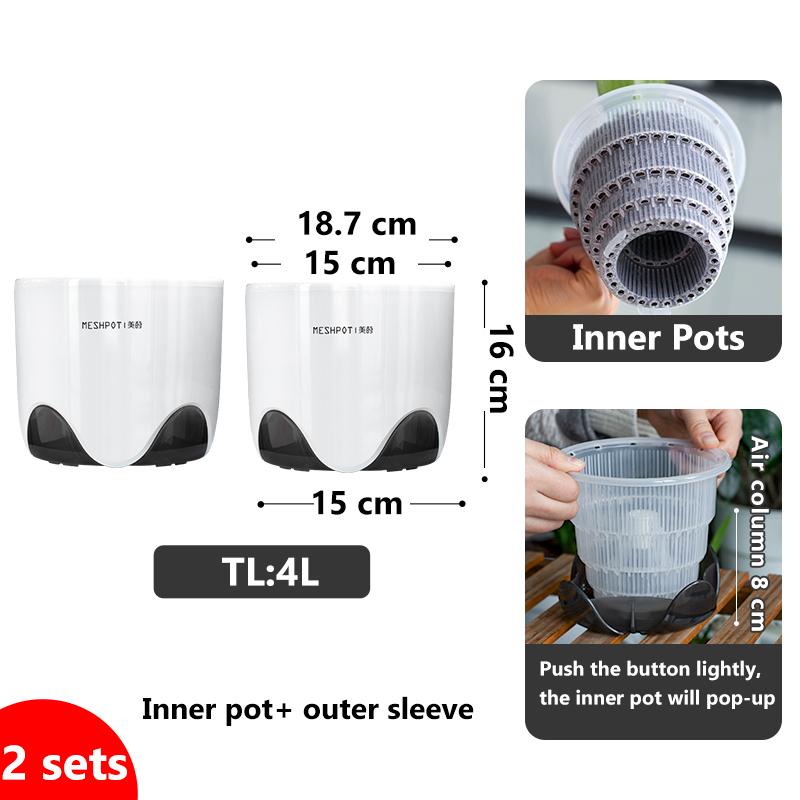 Meshpot 12 Cm Plastic Orchid Pot Inner Clear Orchid Planter Double Layer Good Outlooking Plants Container Garden Accessories