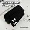 Solid Black Pen Bag Canvas Stationery Bag Portable Pencil Case  School Supplies
