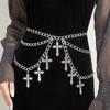 Elegant Cross Waist Chain Metal Body Chains Fashion Punk Waist Chain  Unisex