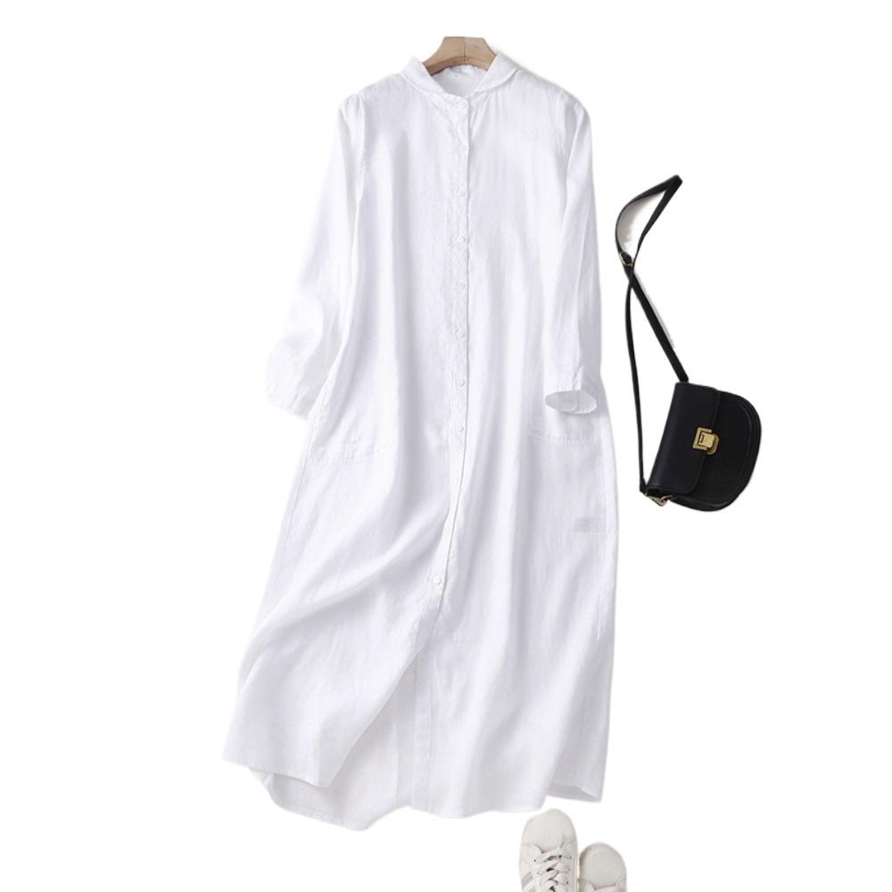 Spring Retro Loose Women's Casual Long Sleeved Shirt Dress