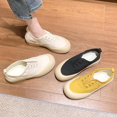 Canvas Shoes Women's 2025 New Spring One-pedal Lazy Single Shoes Platform-soled Casual Women's Shoes Versatile Board Shoes