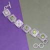 Silver Bracelet Sterling  Peridot Gemstone Quartz Quartz, 7-8" Green