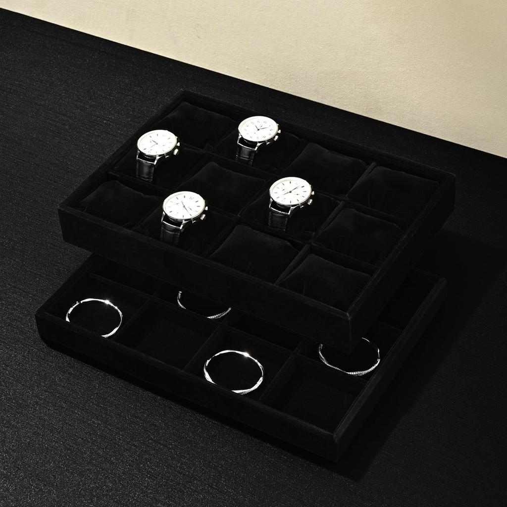 Papten Jewelry No for for Home Commercial P23601 Tray, Velvet, Large, Dividers, Rings, Watches, Necklaces, Display, Storage, Simple, High-End,