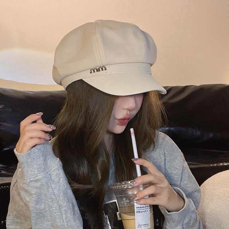 Fashion Hat Women's Octagonal Hat Spring and Autumn Korean Version Versatile Newspaper Bee Hat Fashionable Autumn and Winter Beret Men