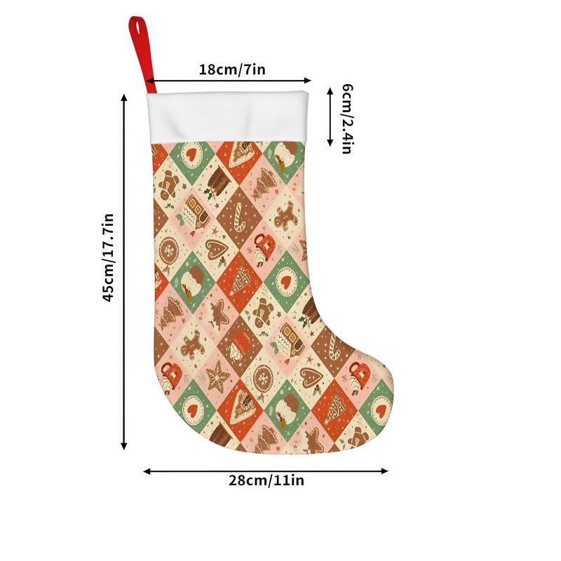 Christmas decoration fireplace hanging stockingChristmas Stockings 1pc 45.72 cm, Christmas Patchwork Gingerbre