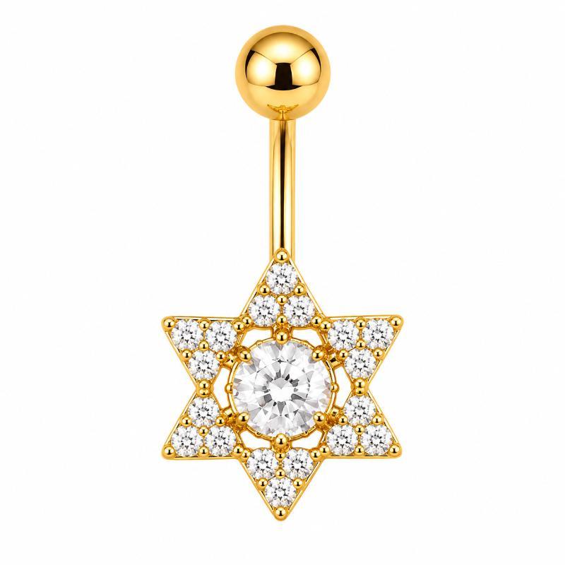 Belly Button Rings Gold Plated Shiny Cubic Zirconia Skin-friendly Durable Navel Ring for Beach Travel Daily Use