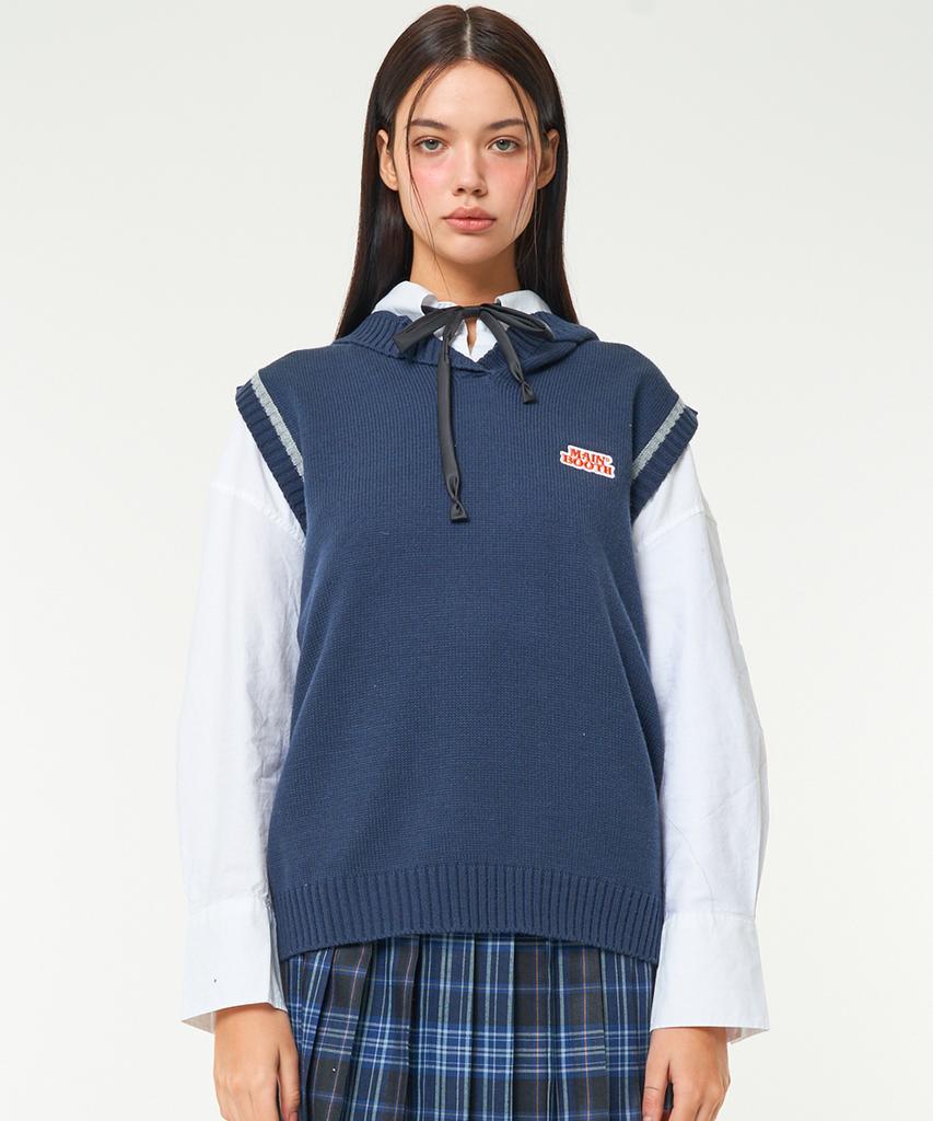 Mainbooth Original Logo Patch Knit Vest(Navy)