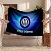Inter Milan Personalized Fleece Blanket With Football Logo, Custom Name Text Soft Warm Home Throw Blanket