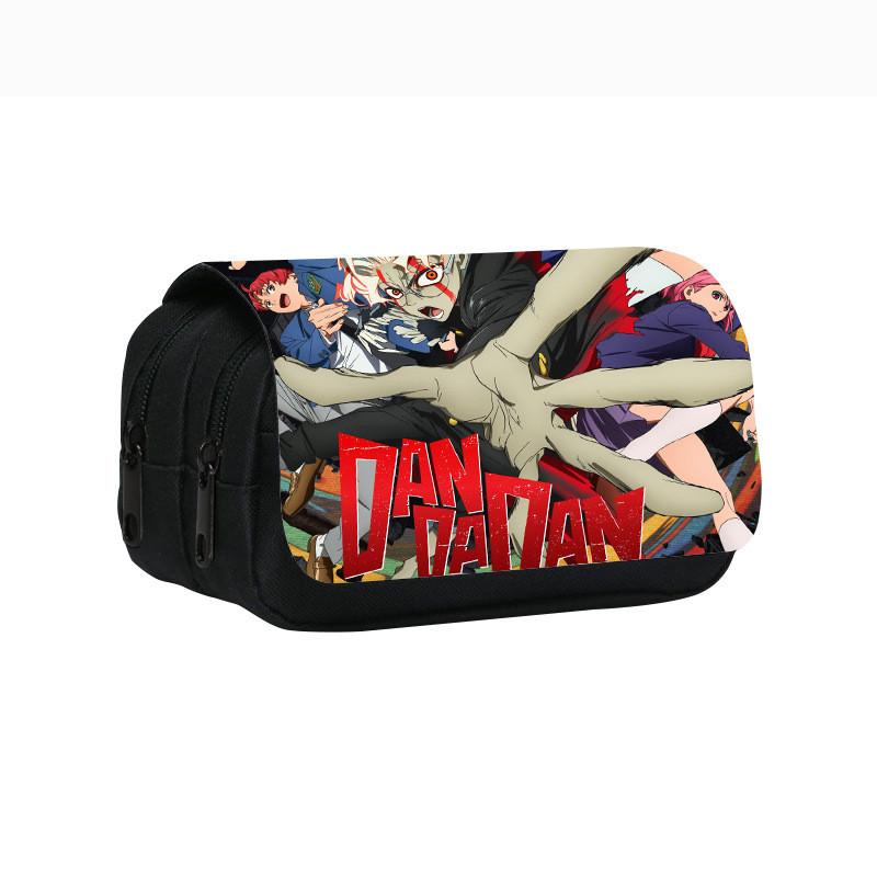 Dandadan Double Layer Pencil Case With Nylon Material For Students And School Supplies