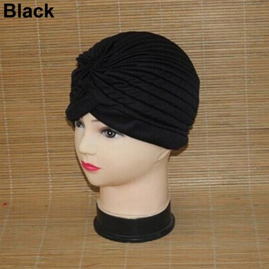 Women Stretchy Head Wrap Band Chemo Bandana Pleated Headwear Decor