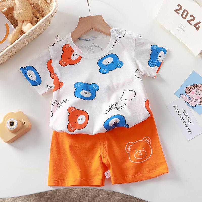 Kids Cotton Cartoon T-Shirt and Shorts Set Baby Boy Girl  Casual Outfit Children Clothes Set