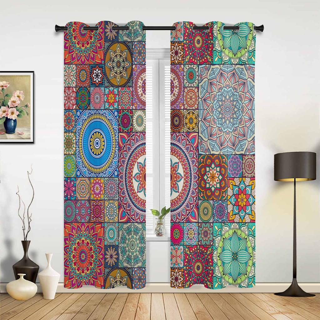 Ethnic Style Egyptian Pattern Window Curtains for Living Room Luxury Bedroom Curtain Kitchen Blinds Drapes Curtains