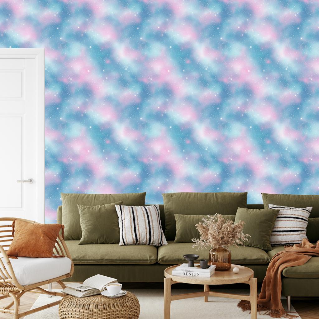 Watercolor Galaxy Blue Wallpaper for Living Room and Bedroom 50x1000